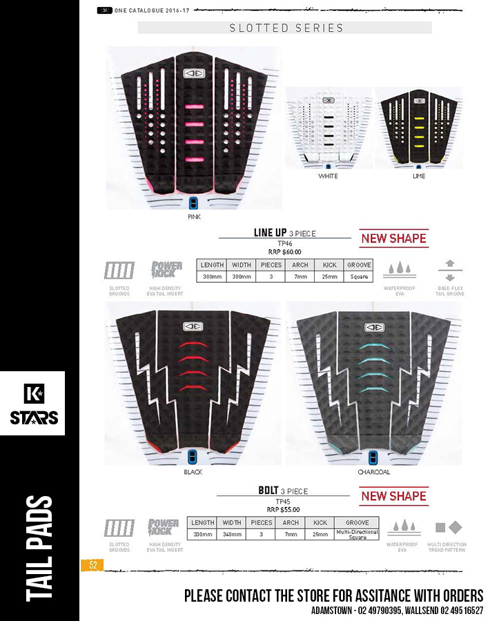 Ocean & Earth Tail Pads - available now, contact the store to place an order.